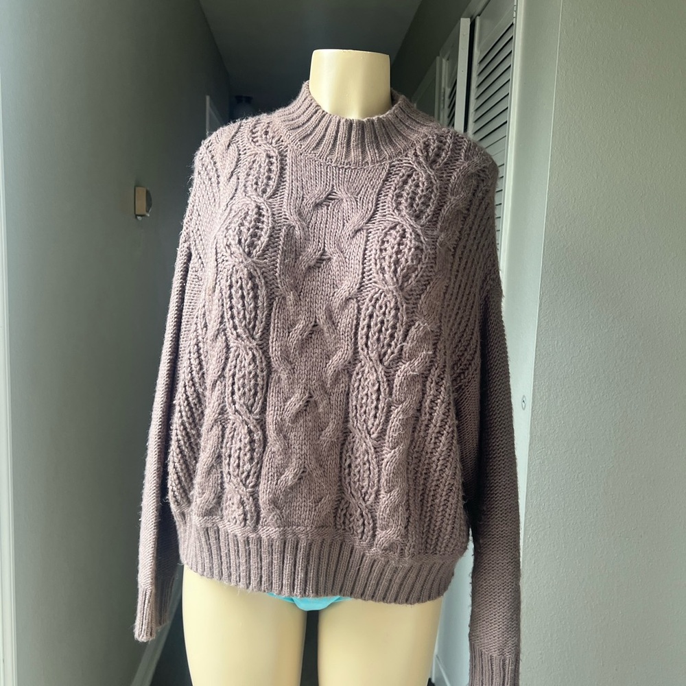 Lucky Brand Mauve Cable Knit Sweater